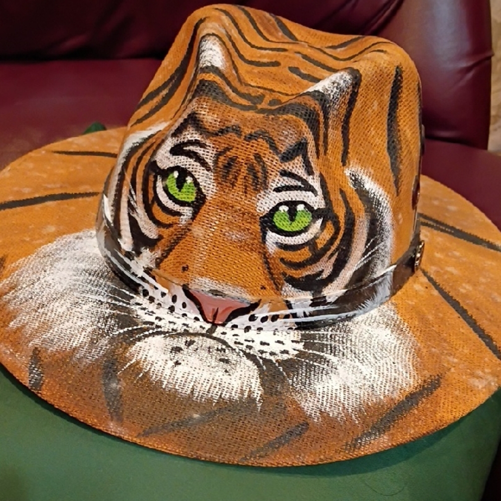 Hand-painted tiger hat